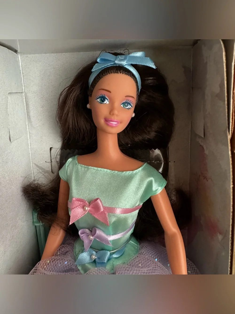NIB Avon Spring Tea Party  Barbie brunette doll 3rd in series